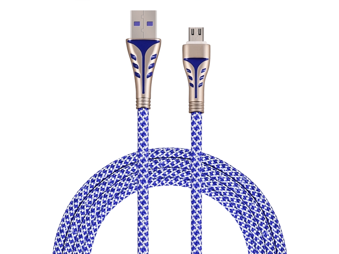 Cable De Datos (transmisión De Datos, Carga Rápida) Nuevo Estilo, 2 Piezas En Venta, Tipo-c Android De Aleación De Zinc Con Trenzado De Nailon (azul Micro)