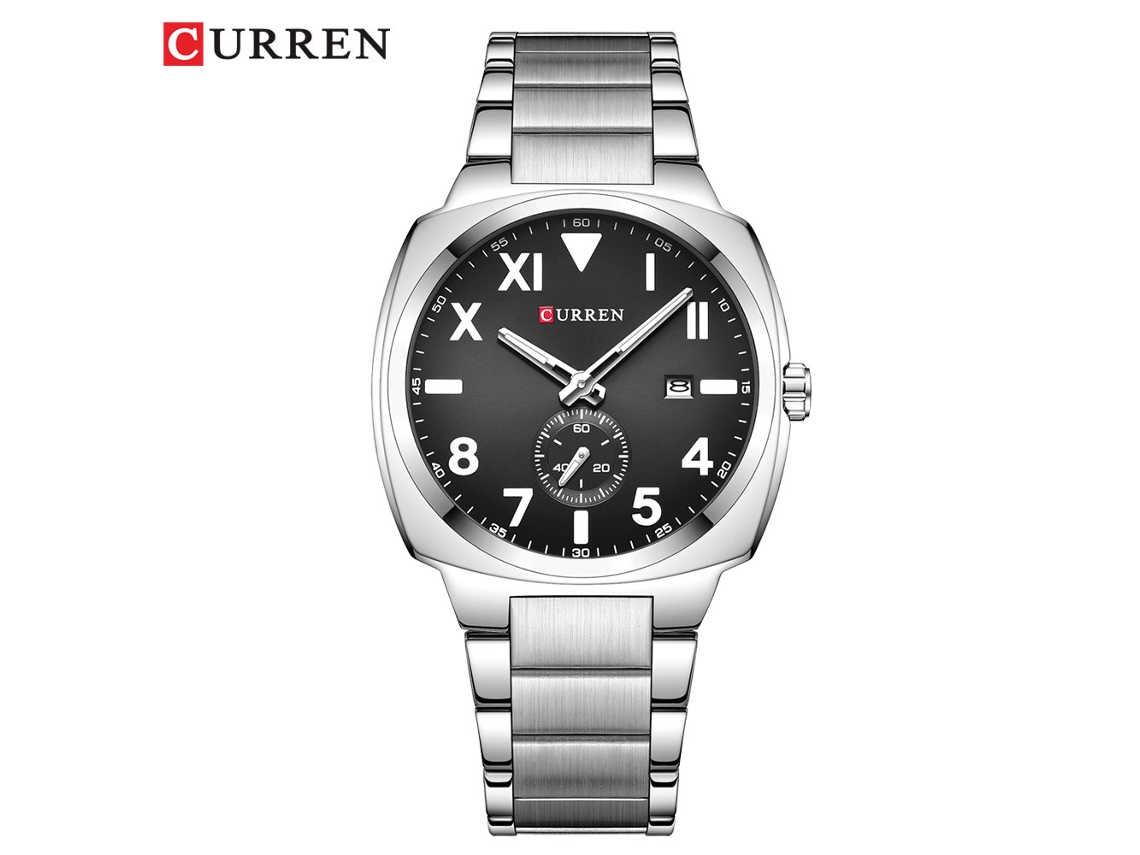 Reloj De Cuarzo Sencillo E Impermeable (blanco Y Negro), Con Dos Manecillas Y Media Fecha, Ideal Para Hombre De Estilo Casual De Negocios.