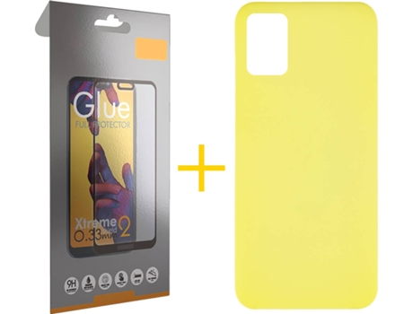Kit Funda + Protector de Pantalla Samsung Galaxy A51 SKYHE Full Silicona Líquida (Amarillo)