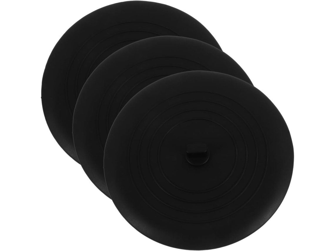 Juego de 3 tapones de silicona negros para desagüe de fregadero de cocina, para evitar obstrucciones. Slowmoose