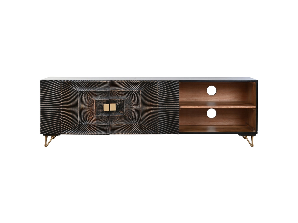Mueble Tv Mango Metal Mandala Negro 160x40x50cm