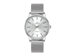 Reloj De Pulsera Unisex Acero Inoxidable Impermeable Wwor (dial Blanco Correa Plata)