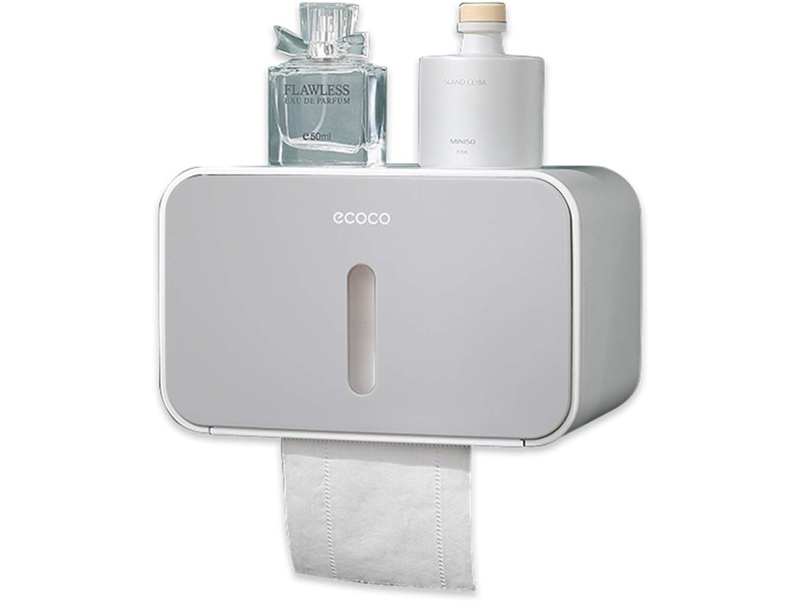 Meiyijia - Portarrollos de papel higiénico no poroso, caja de almacenamiento multiusos con ventana visible para baño