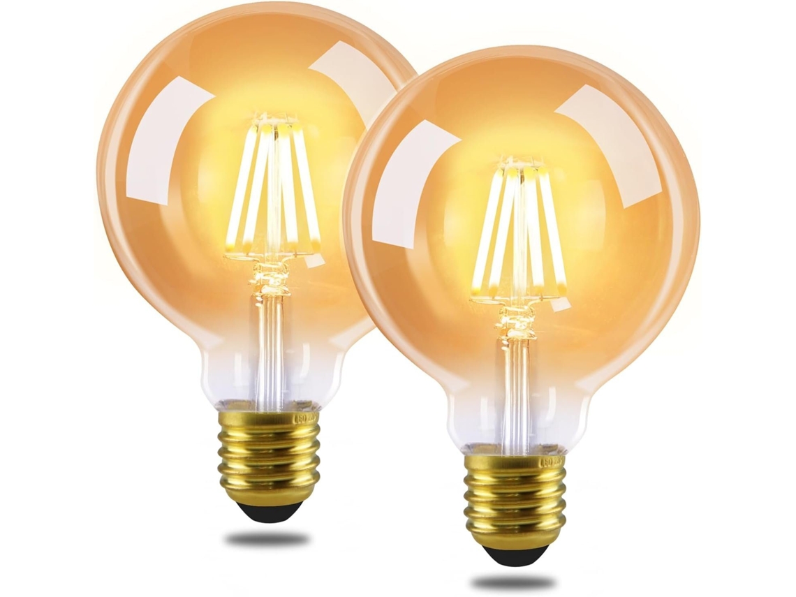 Paquete de 2 bombillas LED vintage E27, filamento Edison, luz blanca cálida G95 2700 K, 4 W, ideales para el hogar, hoteles, cafeterías y bares. ZMH