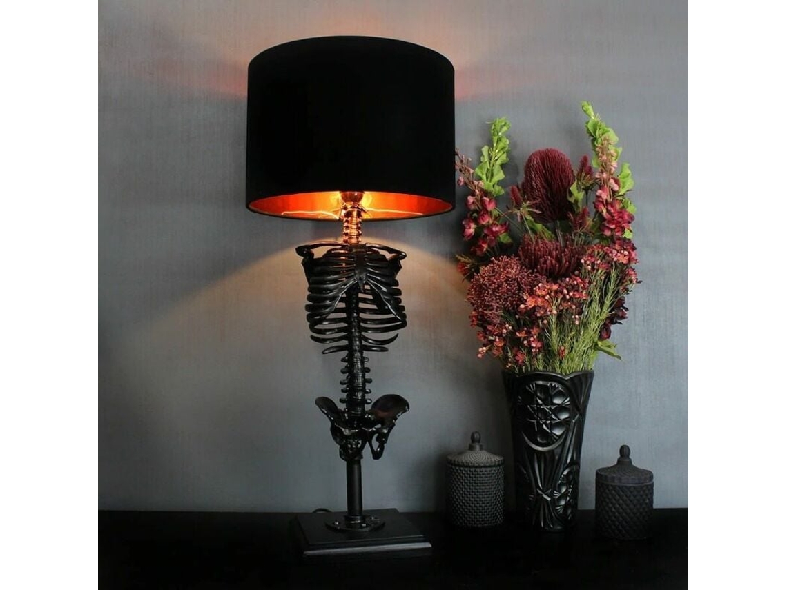 Lámpara de esqueleto de estilo gótico, decoración clásica (negra)