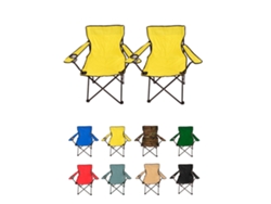 Silla De Camping Plegable De Acero Con Reposabrazos Y Funda Con Asas- 80x80x50 Cm, Resistente Al Agua - Ideal Para Exterior Amarillo Pack 2 Uds