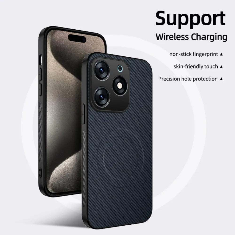 (azul, Redmi Note 15 5g) Funda Para Teléfono Con Textura De Fibra De Carbono, Compatible Con Carga Inalámbrica Magnética.