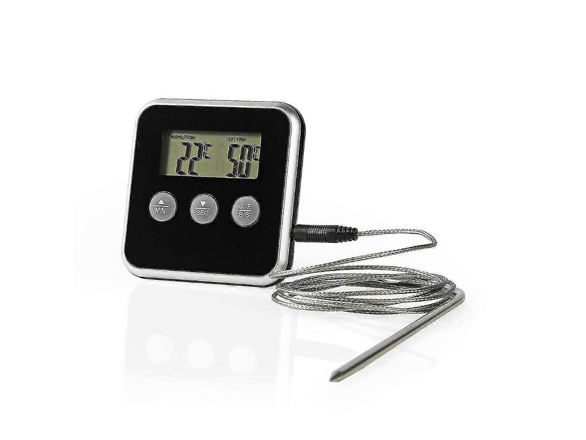 Termómetro digital de lectura instantánea para cocina, dulces, barbacoa, cronómetro con reloj, 1 U GOKOCO