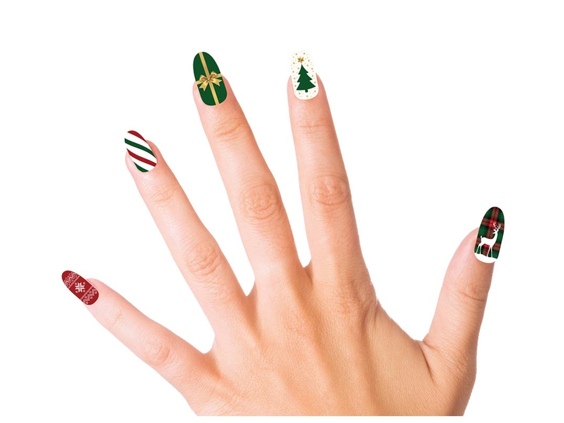 Pack de 10 Uñas Navideñas con adhesivo