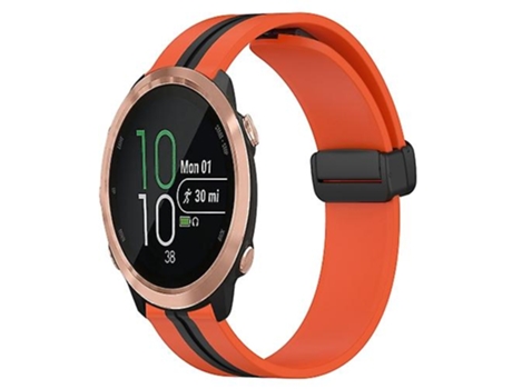Correa para Garmin Forerunner 645 Music 20mm cierre magnético plegable correa de reloj de silicona naranja-negro VENISYMLIS
