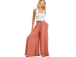 2026-24218-pantalones Casuales Mujer De Cintura Elástica Con Bolsillos Y Pierna Ancha Xl Naranja