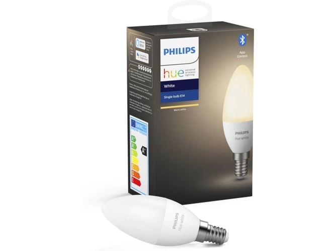 Bombilla Inteligente PHILIPS HUE (E14 - Blanca Suave)