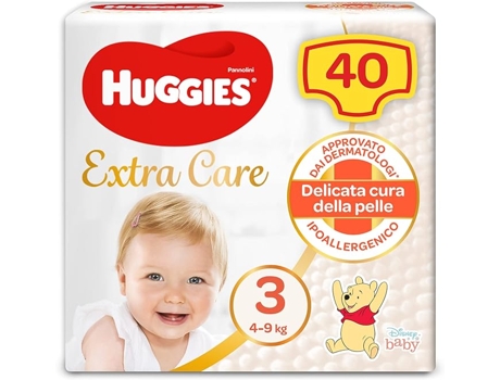 HUGGIES Extra Care T3 Pañales 4-9 kg Paquete de 40 Unidades