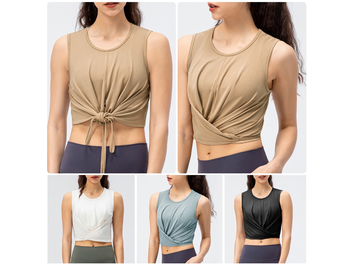 2026rebe-top Crop Sem Mangas Com Fecho Bow Para Esporte Running Yoga Fitness Camiseta Esportiva