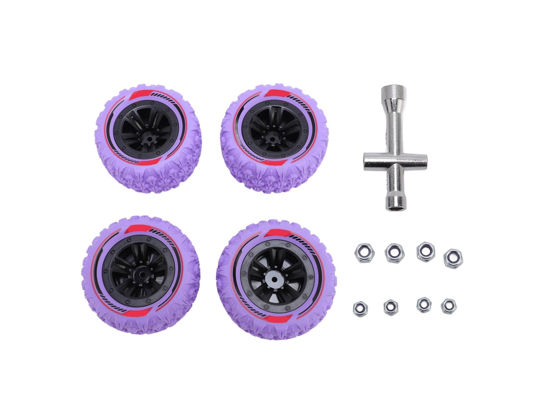 Mali conjunto de 4 Pneus de Carro Rc com Parafuso M3 M4 Universal Borracha para Crawler 1/14 1/16 Roxo