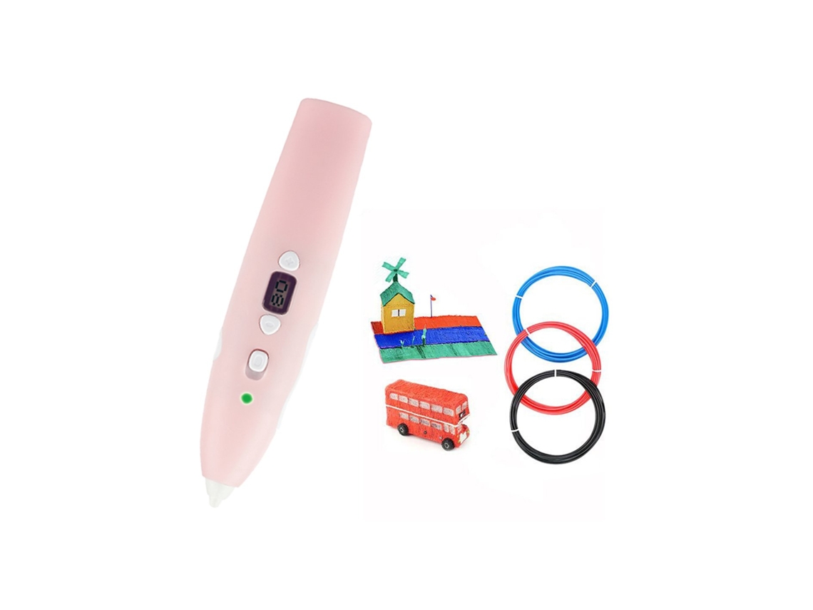 Bolígrafo de impresión 3D portátil P68, incluye 3 filamentos PCL Arzopa MX de 12 colores de 1,75 mm (rosa)