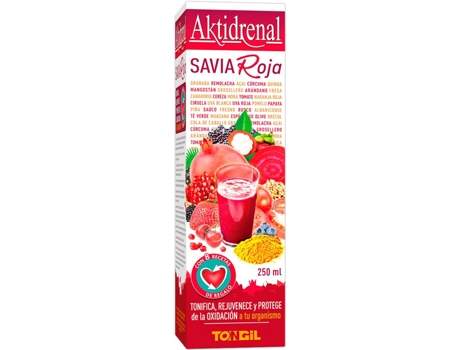 Complemento Alimentar TONGIL Aktidrenal Savia Roja (Fresa, Naranja, Piña, Cereza, Pomelo, Albaricoque, Granada - 500 ml)
