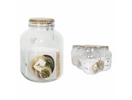 Bote BORGONOVO Hermético 3,1 L Bambú 13 x 13 x 24 cm (6 Unidades)