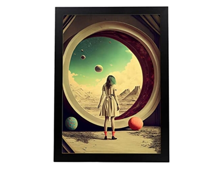 NACNIC Poster Ventana En Estilo Surrealismo Cinematográfico Ilustraciones Y Grabados De Historieta Abstracta Y Artística A3 Marcos Negros