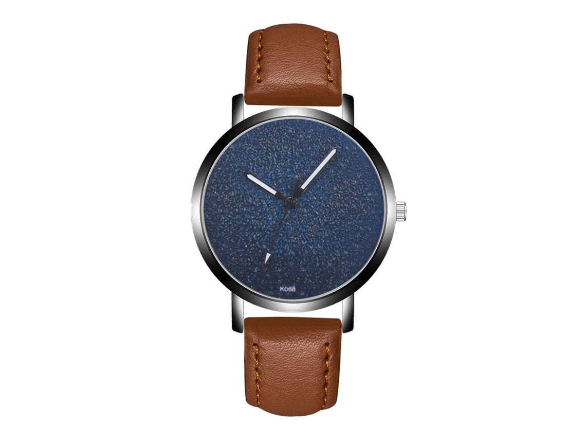 Reloj Hombre De Cuero Moda Dial Redondo Reloj Analógico De Cuarzo (café Claro)
