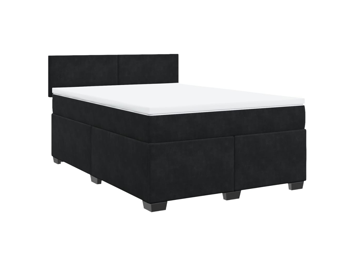 Maison Exclusive - Cama Box Spring Con Colchón Terciopelo Negro 140x190 Cm