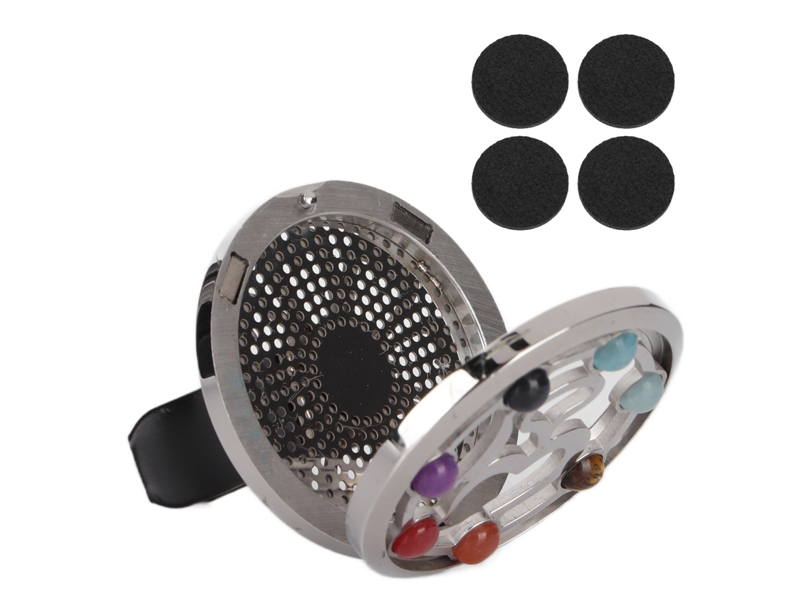 Porta Difusor De Aceite Esencial Para Coche De Acero Inoxidable Con 4 Almohadillas De Algodón