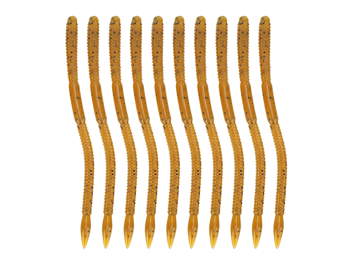 Danu26-10pcs Señuelo De Pesca Suave Gusano Artificial Simulación De Lombriz 15cm Café Con Punto Negro