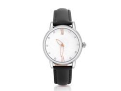Reloj Analógico De Cuarzo Para Mujer Con Correa De Cuero Resistente Al Agua Hasta 30 M (rosa Y Negro).