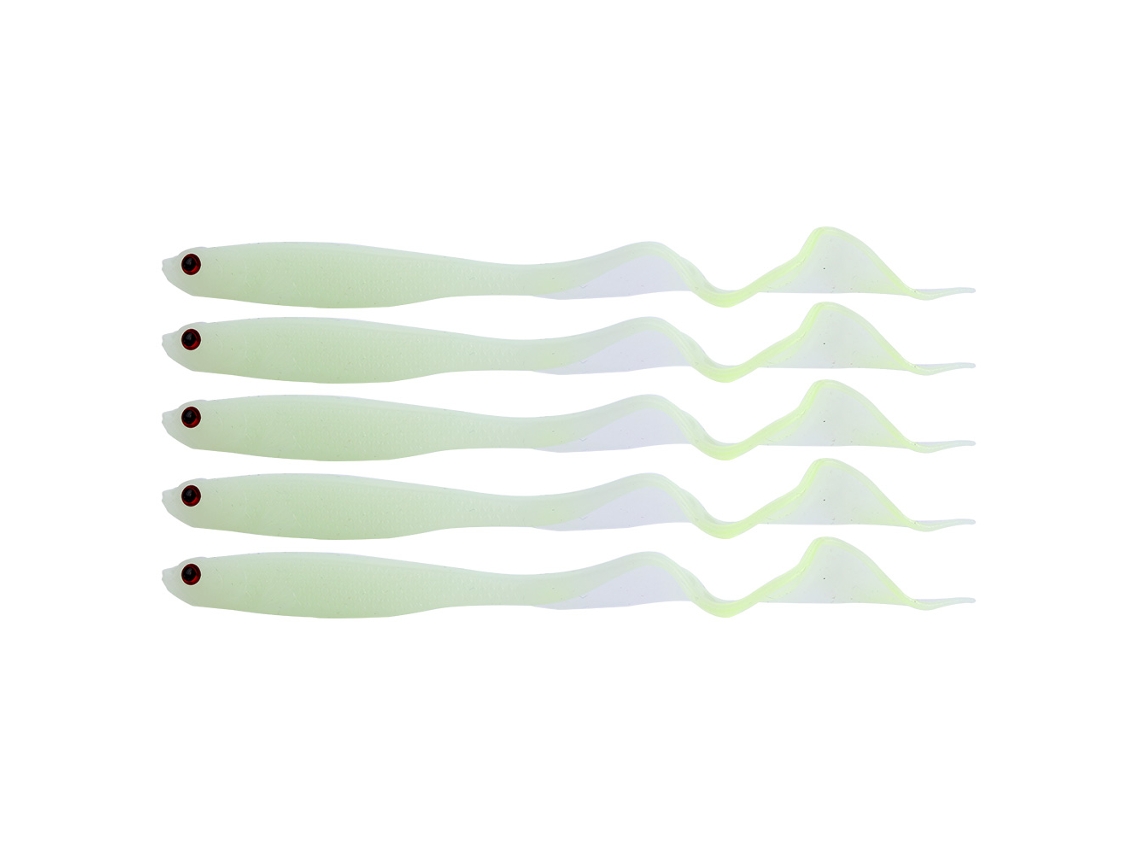 5pcs Isca De Pesca Soft Glowindark 13cm Luminosa Para Peixe Com Cauda Pvc Durável