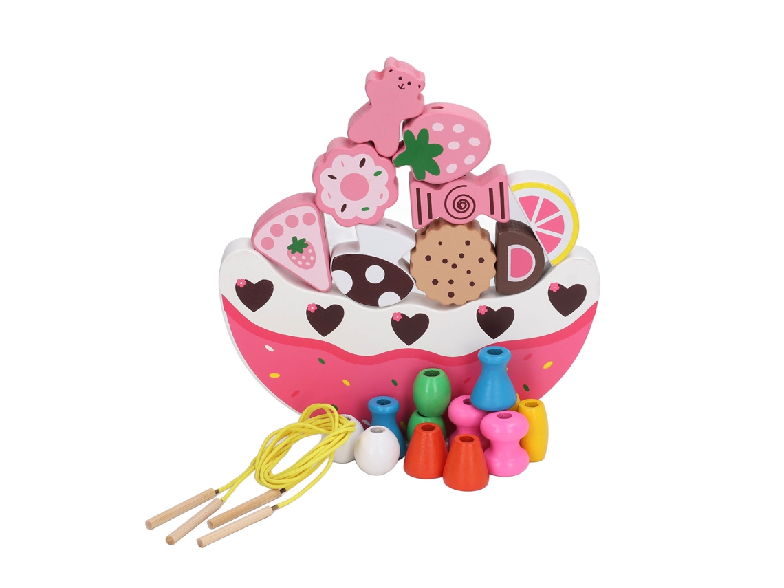 Bloco De Construção De Madeira Bolo Design Educativo Brinquedo Para Crianças Diversão Aprendizagem