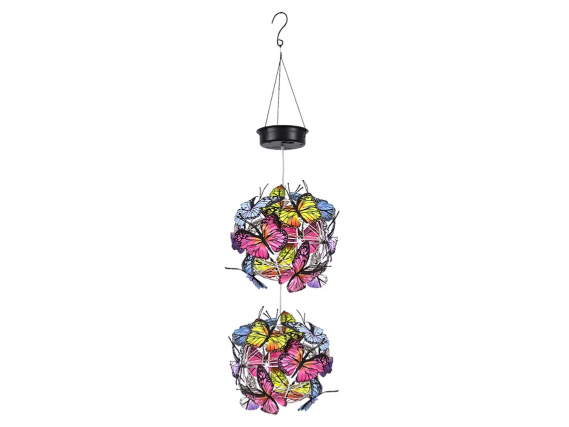 2026-luz Colgante Solar Para Jardín Orb Malla Con Mariposas Impermeable Decorativa Exterior Patio Porche