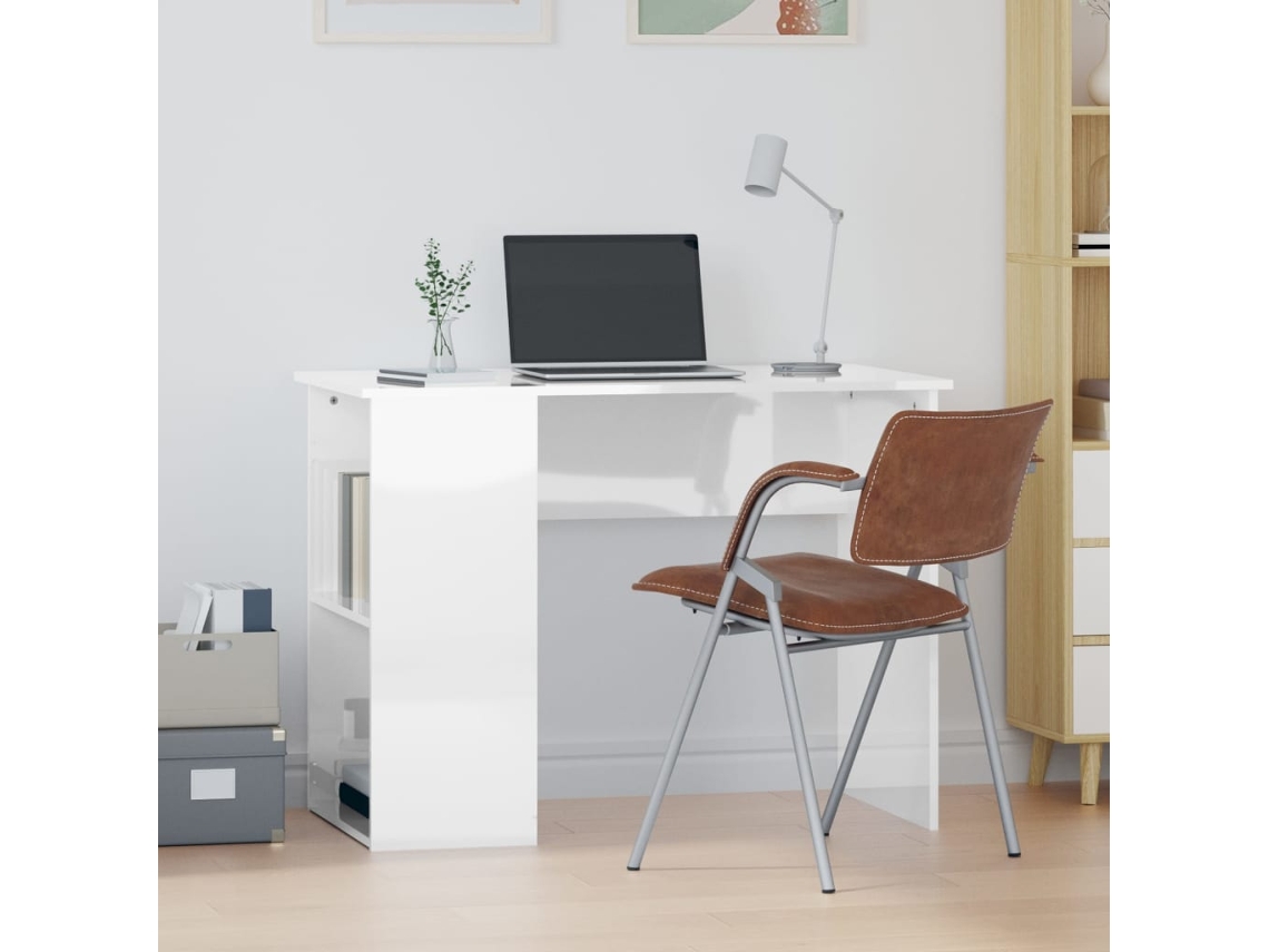 Escritorio | Mesa | Escritorio 100x55x75 cm, Derivados de madera, Blanco brillante