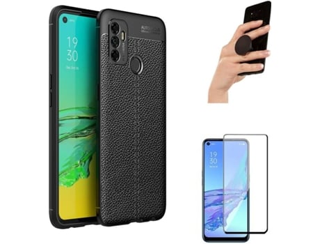 Carcasa, Protector y Popsocket Oppo A53S Rugged Leather Negro
