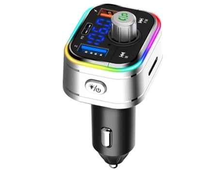 Transmisor FM inalámbrico Reproductor de MP3 para automóvil USB Tipo C PD Cargador de automóvil de carga rápida Manos libres Compatible con Bluetoo...