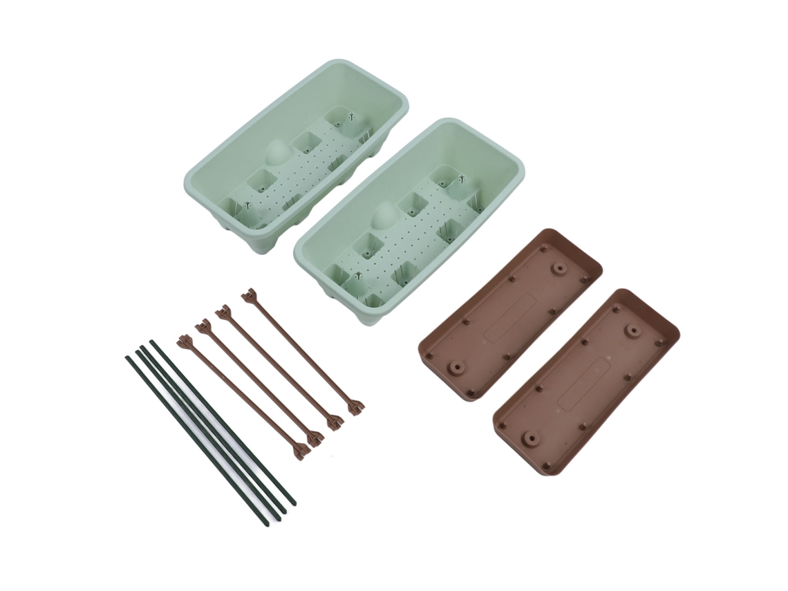 2 jardineras para balcón con doble capa extraíble, ideal para hierbas y verduras.