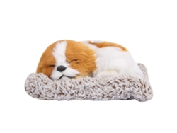 Peluche Suave De Perro Durmiendo Con Carbón De Bambú Y Sonido Amarillo