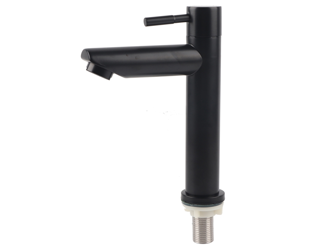 Grifo para lavabo de baño de acero inoxidable negro con rosca G1/2"