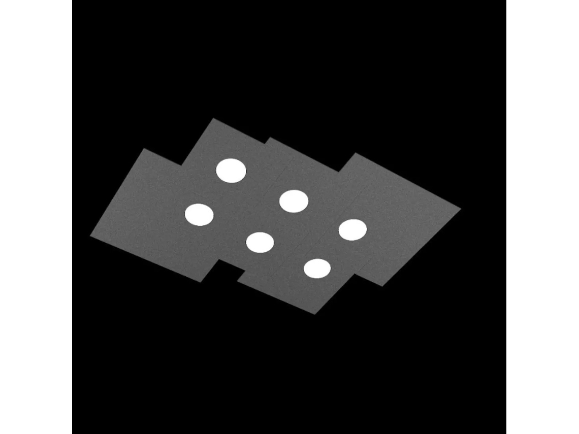 Lámpara de techo rectangular Toplight de 6 luces, placa con casquillo Gx53, estructura antracita, diseño moderno, 77 x 59 x 3 cm.