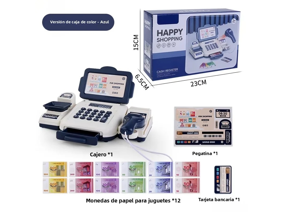Simulador de caja registradora de supermercado, caja registradora multifuncional, juguete infantil Mdug (azul oscuro)