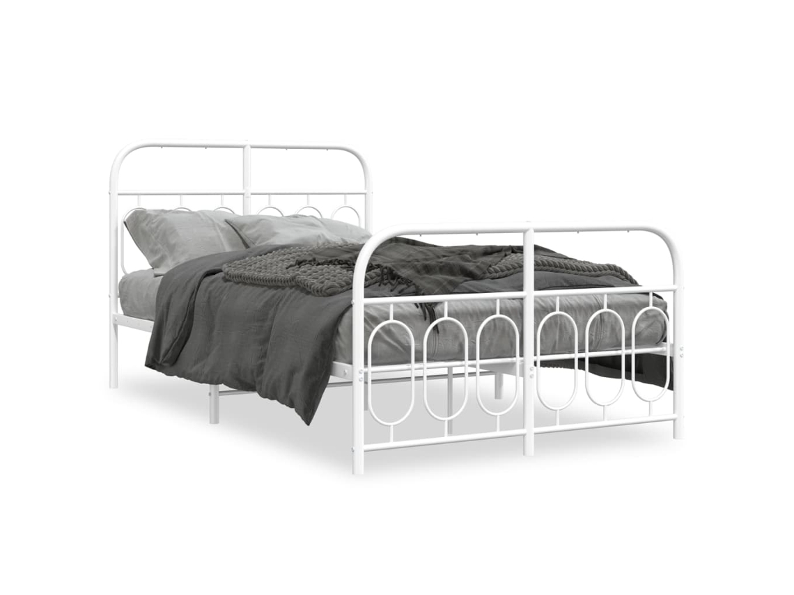 Maison Exclusive - Estructura Cama Sin Colchón Con Estribo Metal Blanco 120x200 Cm