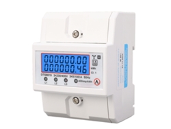 Medidor de energía trifásico para riel DIN de 4 hilos con pantalla LCD retroiluminada para uso eléctrico doméstico.