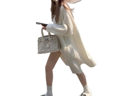 2026-chaqueta Cardigan De Lana Gruesa Amplia Para Mujer Con Mangas Globos Y Frontal Abierto
