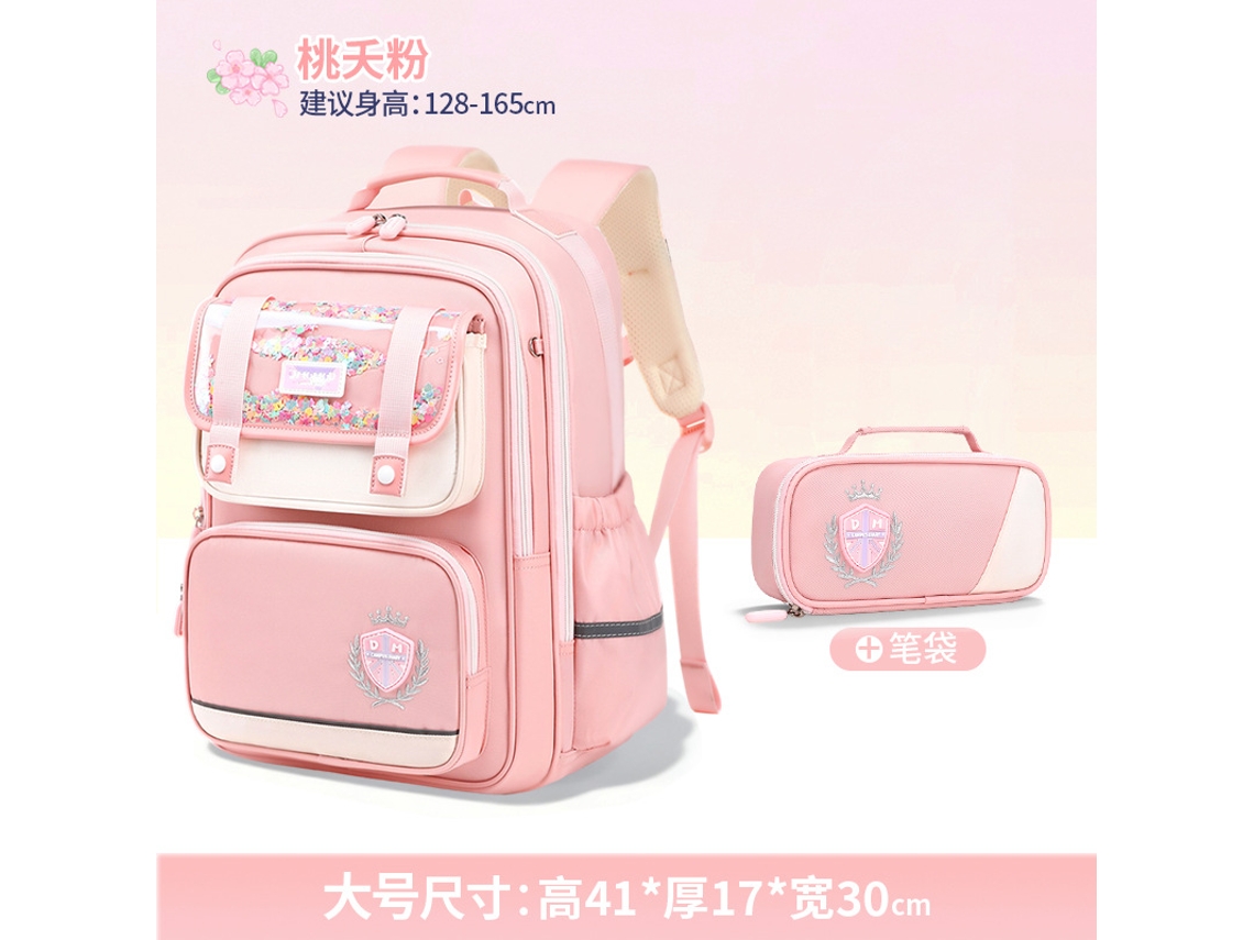 Nueva mochila infantil 2026: ligera, de gran capacidad, ideal para estudiantes. Estuche grande rosa.