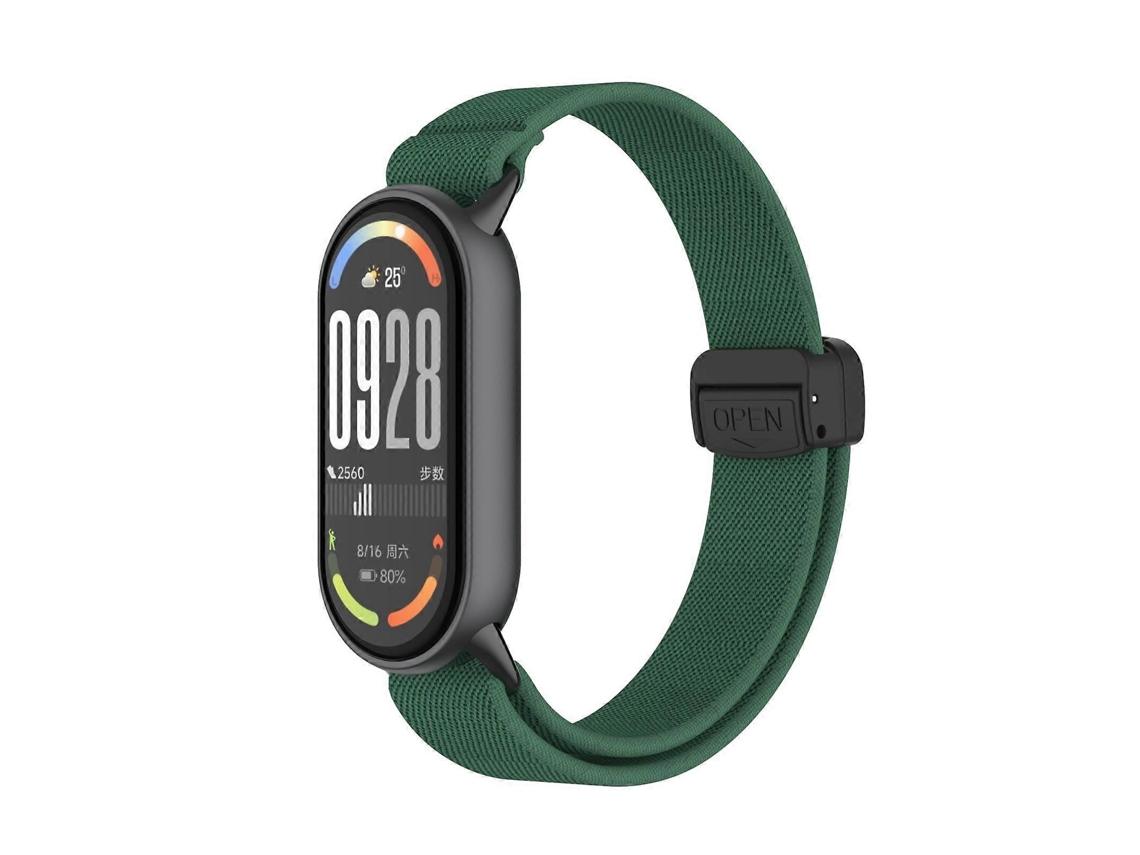 Pulsera elástica de nailon con hebilla magnética de metal para Xiaomi Smart Band 10/9/8