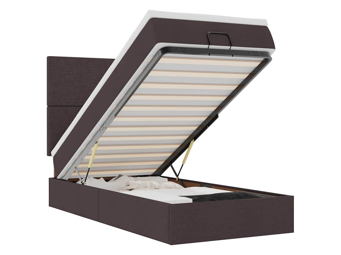 Maison Exclusive - Estructura Cama Otomana Colchón Tela Marrón Oscuro 90x190 Cm