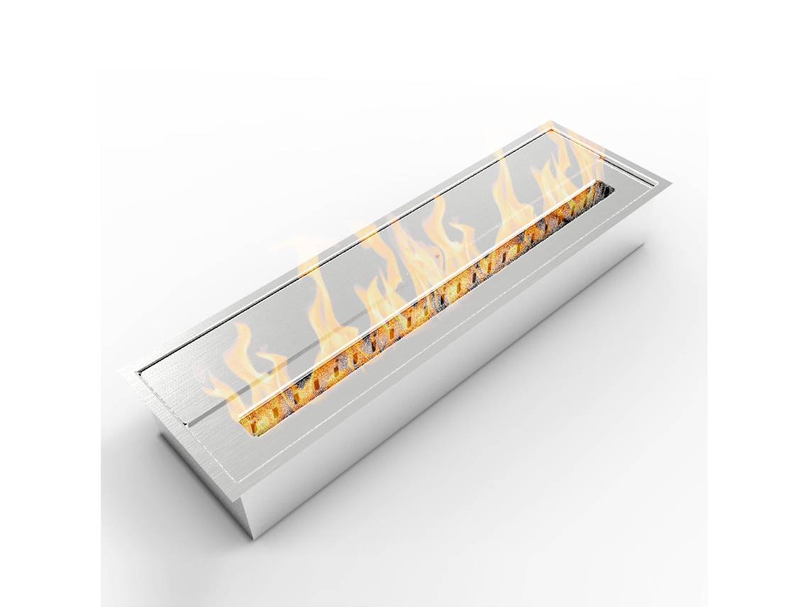 Chimenea de bioetanol en acero inoxidable, 4,5 litros, 61 x 18 x 9,5 cm
