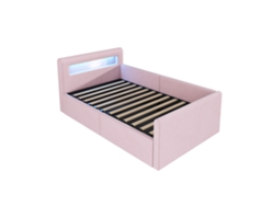 Cama Infantil De Terciopelo Con Luces Led, Puerto Usb, Almacenamiento Hidráulico, Cabecero Regulable, Capacidad De 200 Kg.