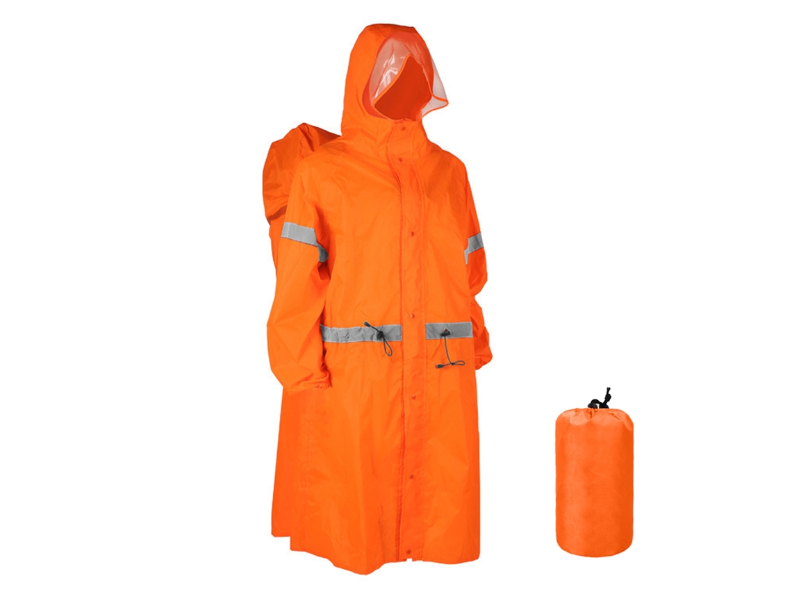 Poncho Impermeable Con Capucha Y Reflectantes Para Adultos, Chaqueta De Lluvia Outdoor Con Cubrebolsas