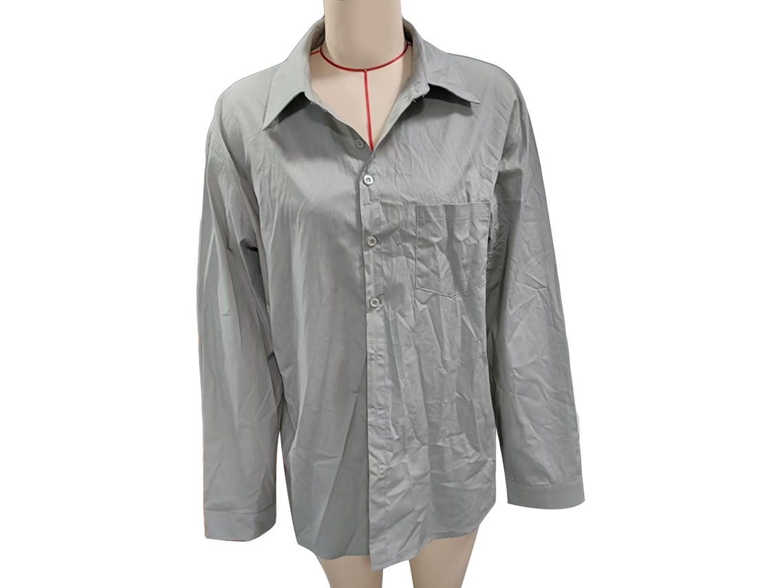 Camiseta Informal De Manga Larga Para Hombre Con Bolsillo En El Pecho, Gris, Xxl
