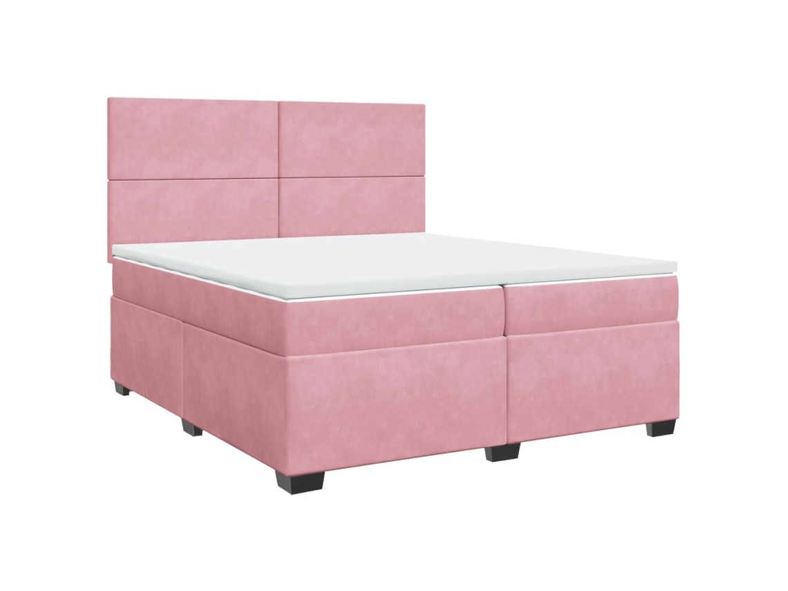 Maison Exclusive - Cama Box Spring Con Colchón Terciopelo Rosa 200x200 Cm